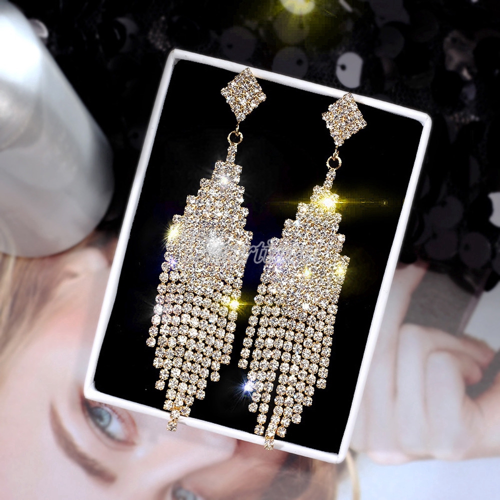 Bông tai mạ bạc 925 đính đá sang trọng cho nữ