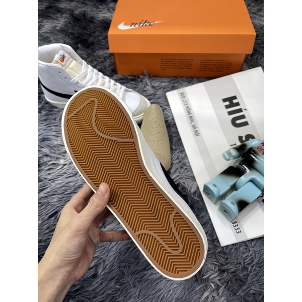 Giầy Thể Thao Blazer 77 Mid White Black logo đốm- ló Khâu trần bông