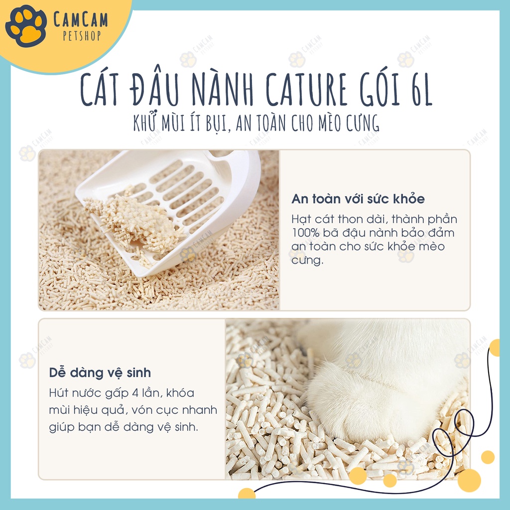 [Mã PET50 giảm 10% - tối đa 50K đơn 250K] Cát vệ sinh cho mèo Tofu Cature Bao 6 lít - Cát đậu nành cho mèo, Tofu Cature