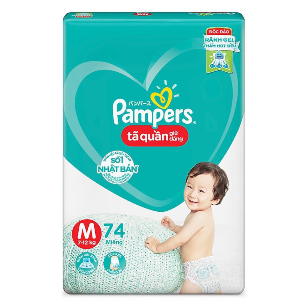Tã Quần Pampers Giữ Dáng Mới Gói Cực Đại đủ size M74, L68, XL62, XXL56