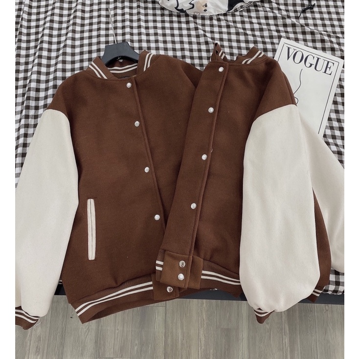 Áo bombe dạ màu nâu form rộng Aimee closet