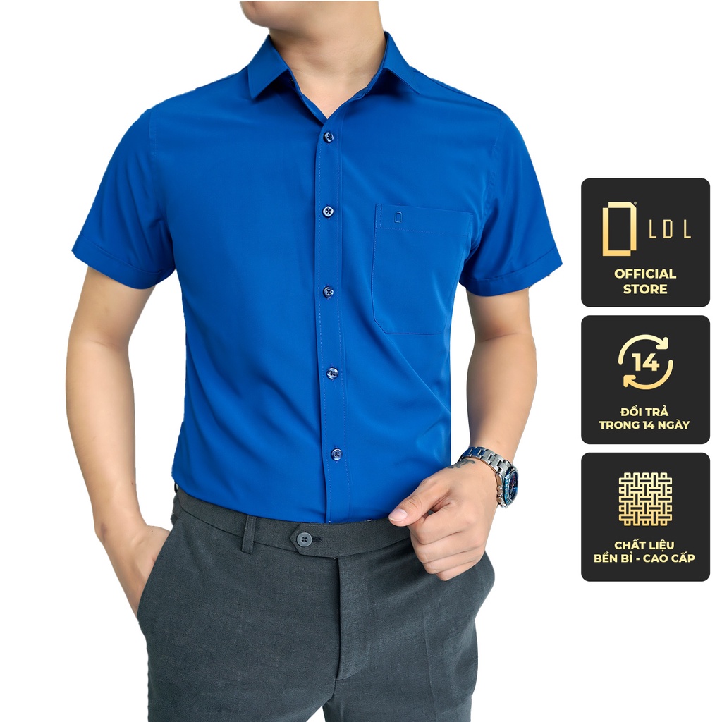 Áo Sơ Mi Nam Cộc Tay Trơn -Công Sở Kiểu Hàn Quốc Chất Liệu Bamboo Sợi Tre, Thâm Hút Mồ Hôi , Hạn Chế Nhăn Nhàu LDL