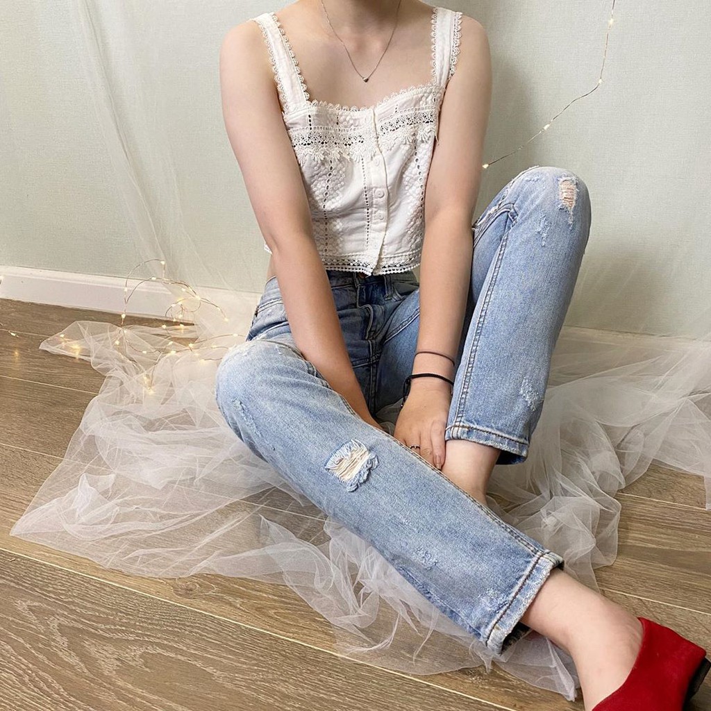 Áo hai dây họa tiết