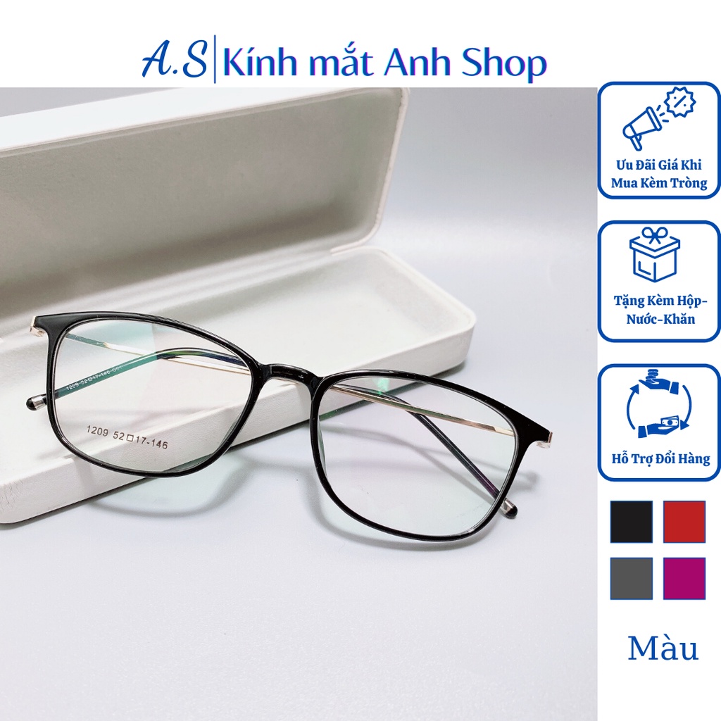 Gọng kính tròn bầu chất liệu nhựa dẻo kết hợp kim loại 1209