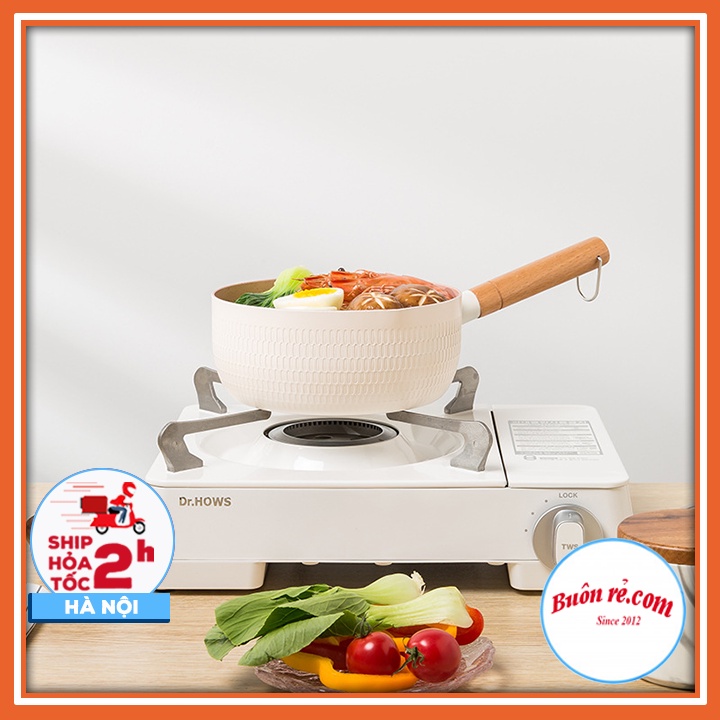 Chảo vân đá chống dính sâu lòng đường kính 18cm - Chảo chống dính cán gỗ đa năng dùng cho mọi loại bếp Br01442