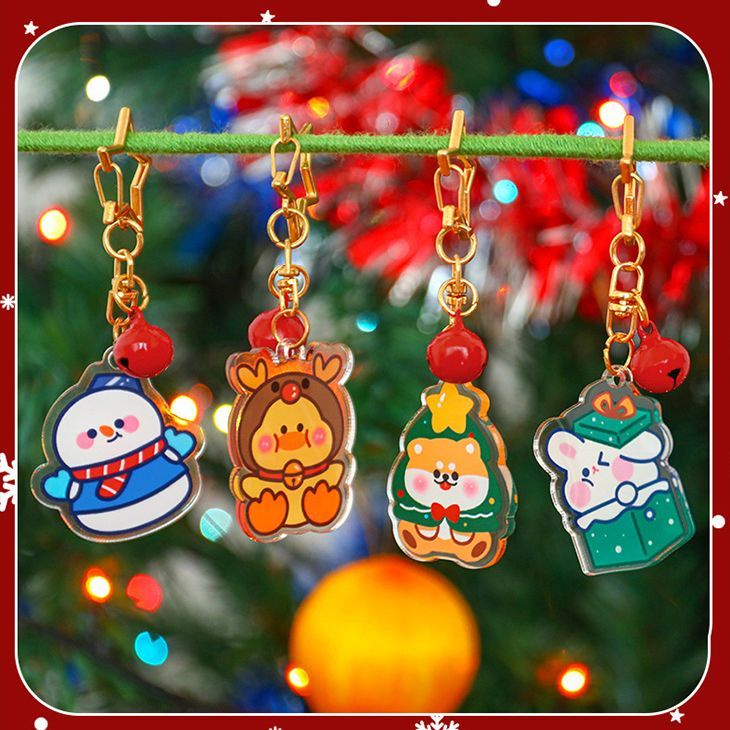 Móc Khóa Hình Người Tuyết / Chuông Giáng Sinh Hoạt Hình Dễ Thương DIY