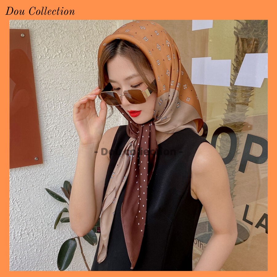 [NowShip2h] Khăn Lụa Vuông Làm Aó Yếm, Quàng Đầu Hottren Họa Tiết Chấm Bi - Chất Liệu Chiffon - 90x90cm - Mã KL062