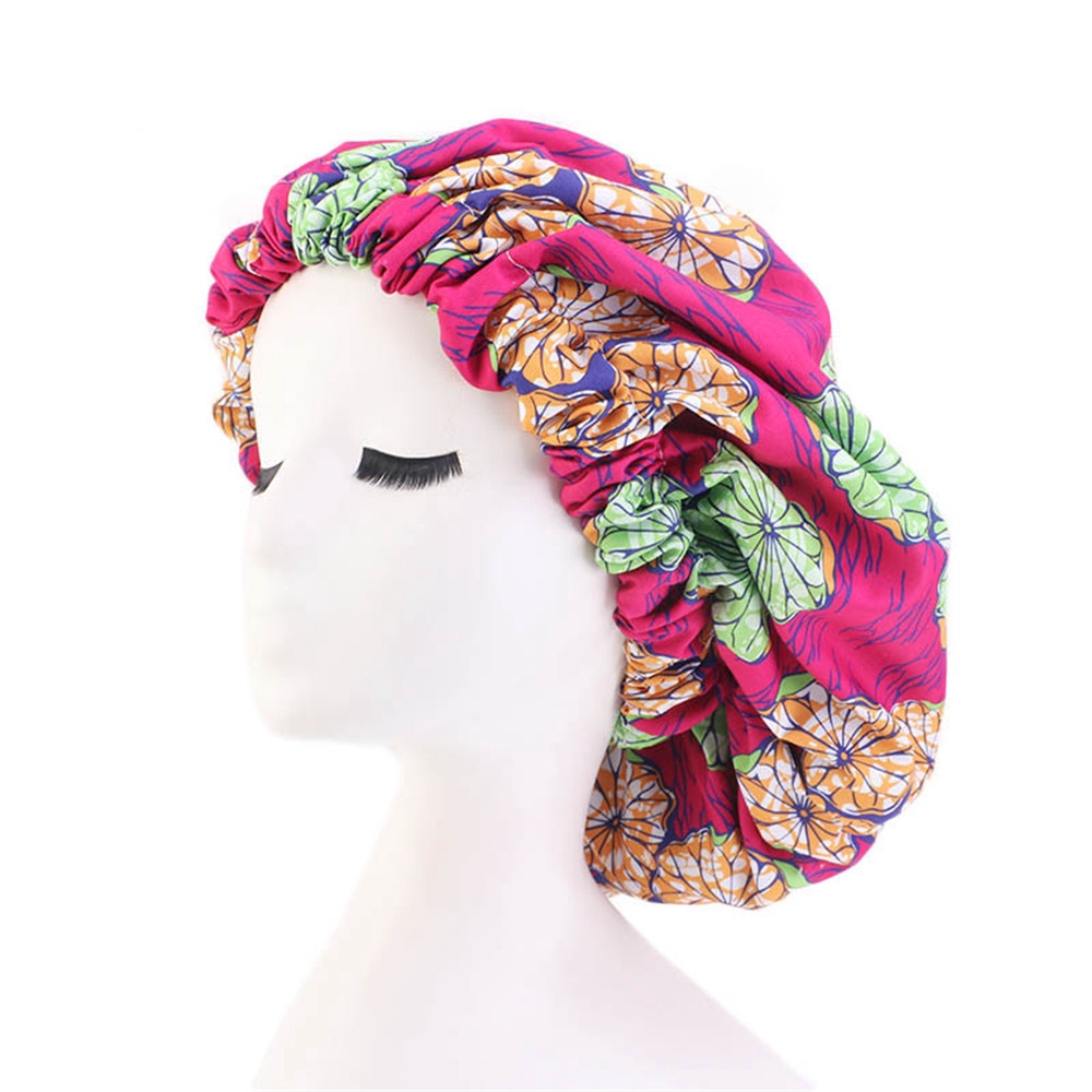 KAREN Extra Large Women Hair Loss Cap Satin Silk African Pattern Night Sleep Hat