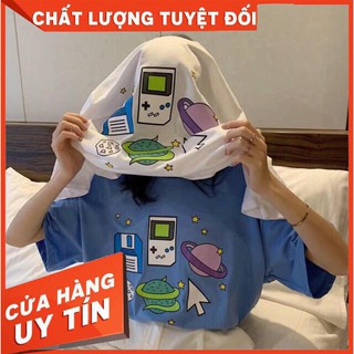 ẢNH THẬT Áo phông form rộng tay lỡ - hoạ tiết công nghệ