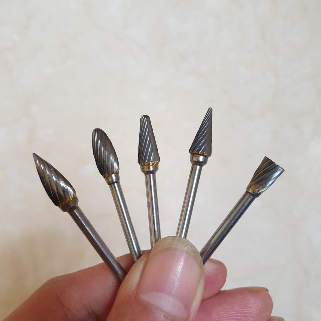 5 mũi điêu khắc gỗ 1 dọc xin xò D2 hay mũi hợp kim cán 3mm