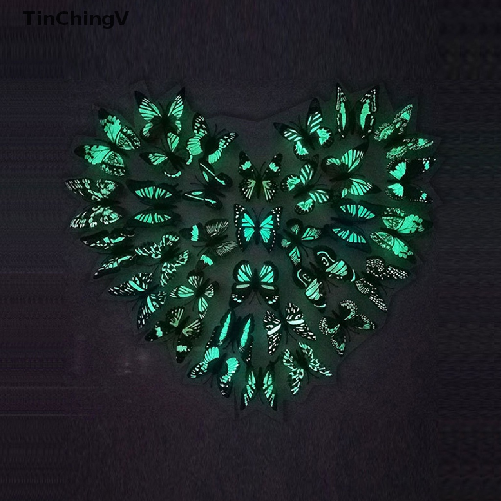 Set 12 Bươm Bướm Dạ Quang Dán Tường Trang Trí Nghệ Thuật