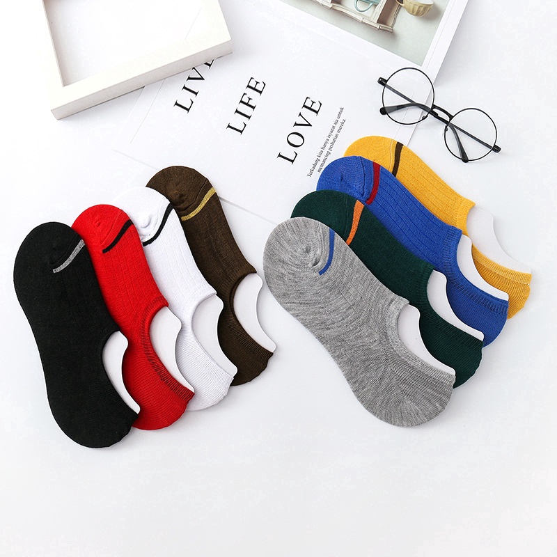 Vớ Cotton Thoáng Khí Kẻ Sọc Phong Cách Hàn Quốc Màu Sắc Ngẫu Nhiên Cho Nam Và Nữ