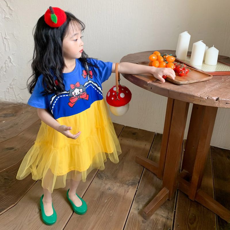 Đầm Công Chúa Chất Liệu Cotton Họa Tiết Hoạt Hình Thời Trang Mùa Hè Cho Bé Gái