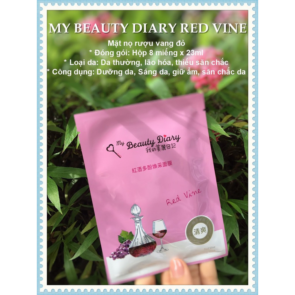 Mặt nạ rượu vang đỏ tiếng trung 8 miếng – My Beauty Diary Red Vine Revitalizing Mask 8pcs/ box
