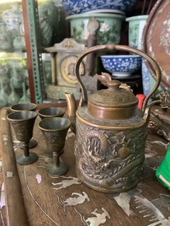 Combo ấm trà long phụng bằng đồng