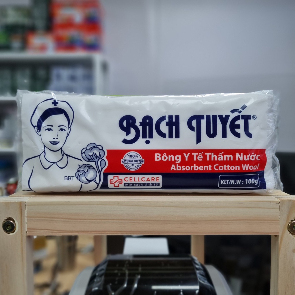 Bông y tế BẠCH TUYẾT 100g - 25g (Bông băng tiệt trùng xơ tự nhiên)