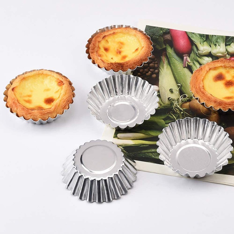 Khuôn bánh tart nhôm hình hoa làm bánh tart trứng, tạo hình bánh quy, khuôn bánh bò, bánh da lợn