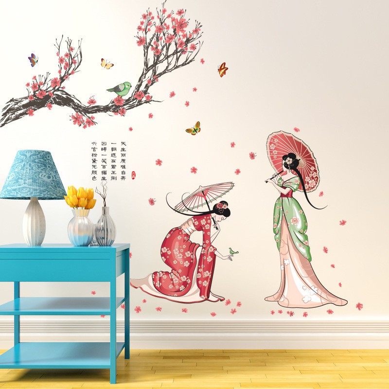 Decal dán tường kiệt tác kimono Nhật Bản JM7331
