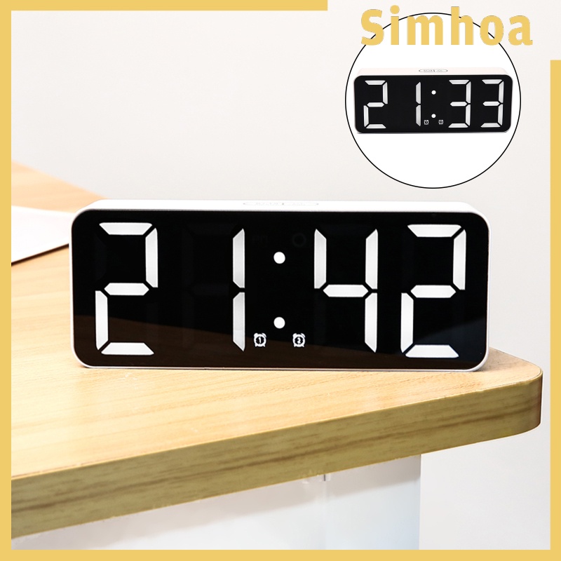 [SIMHOA] Modern Digital LED Desk Alarm Clock Thermometer 12/24H Display Snooze Date