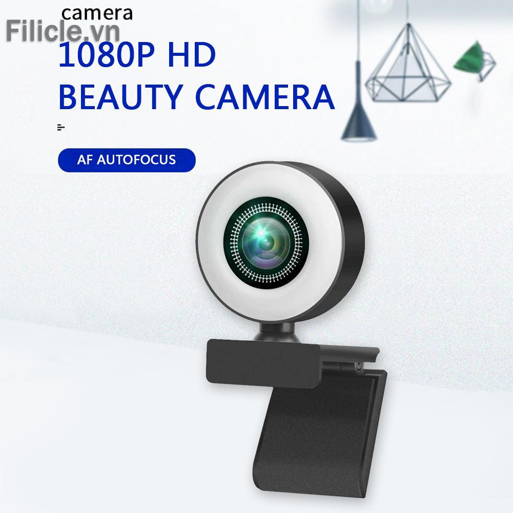 Webcam FILICLE 1080P HD USB kèm micro và vòng đèn dành cho máy tính | WebRaoVat - webraovat.net.vn