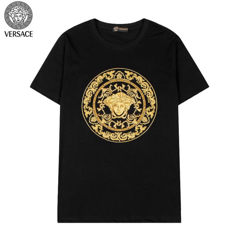Áo Thun Tay Ngắn Chất Liệu Cotton Thêu Họa Tiết Versace Thời Trang Unisex