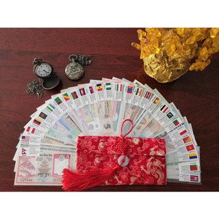 Tiền lì xì độc - set tiền 52 tờ 28 nước lì xì tết may mắn