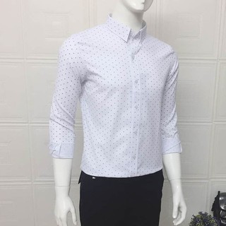 Áo sơ mi nam chấm bi dài tay form dáng suông slim fit