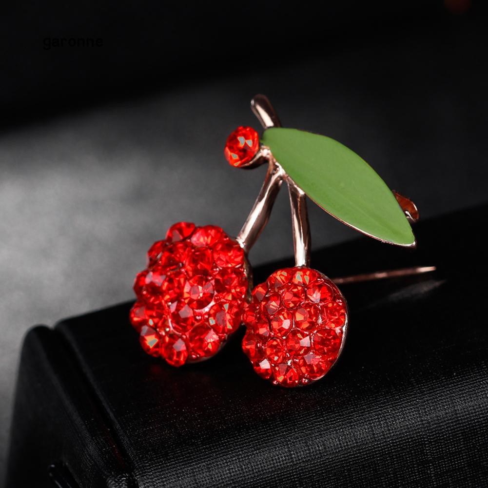 Trâm Cài Áo Hình Cherry Đỏ Đính Đá Đáng Yêu