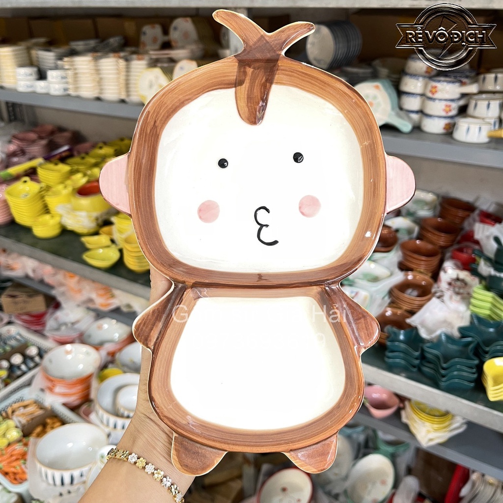 (Chọn mẫu) Khay sứ 2 ngăn xinh yêu 4 mẫu
