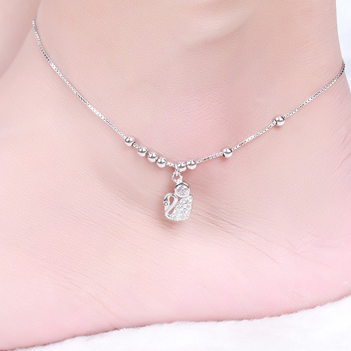 Lắc Chân Bạc Nữ Hình Thiên Nga Nhỏ Xinh Xắn LC-1552 - Bảo Ngọc Jewelry