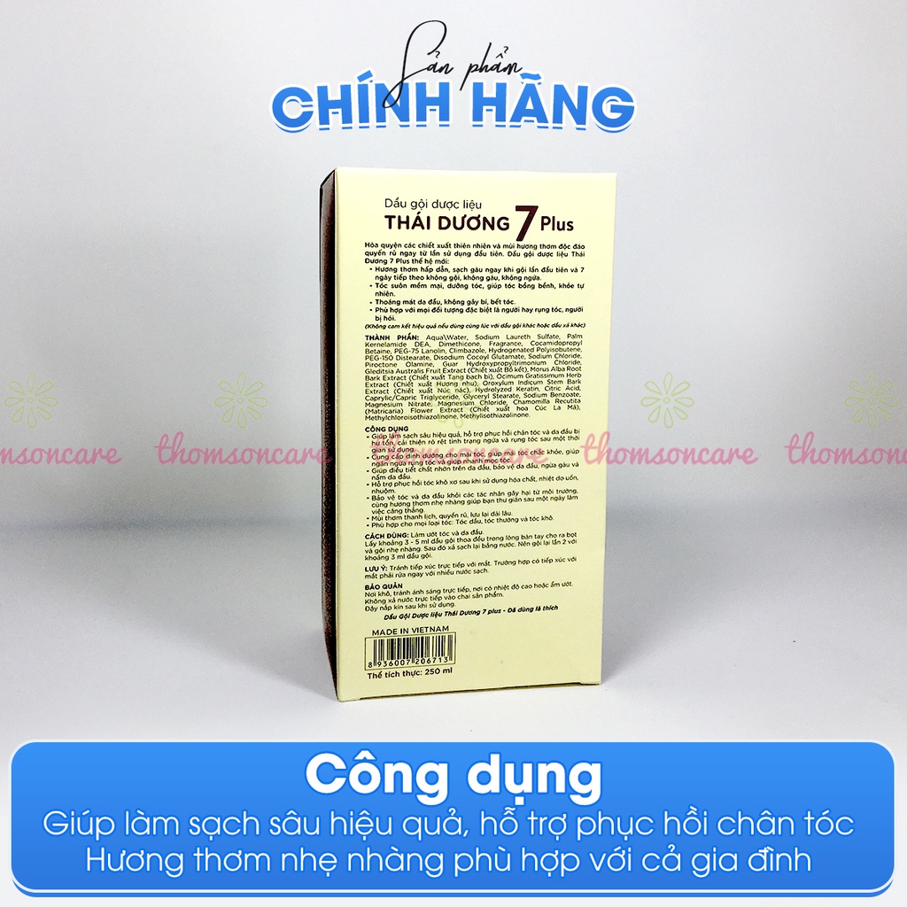Dầu gội Thái dương 7 Plus từ thảo dược - chái có vòi tiện lợi, ngăn ngừa gàu, dưỡng ẩm