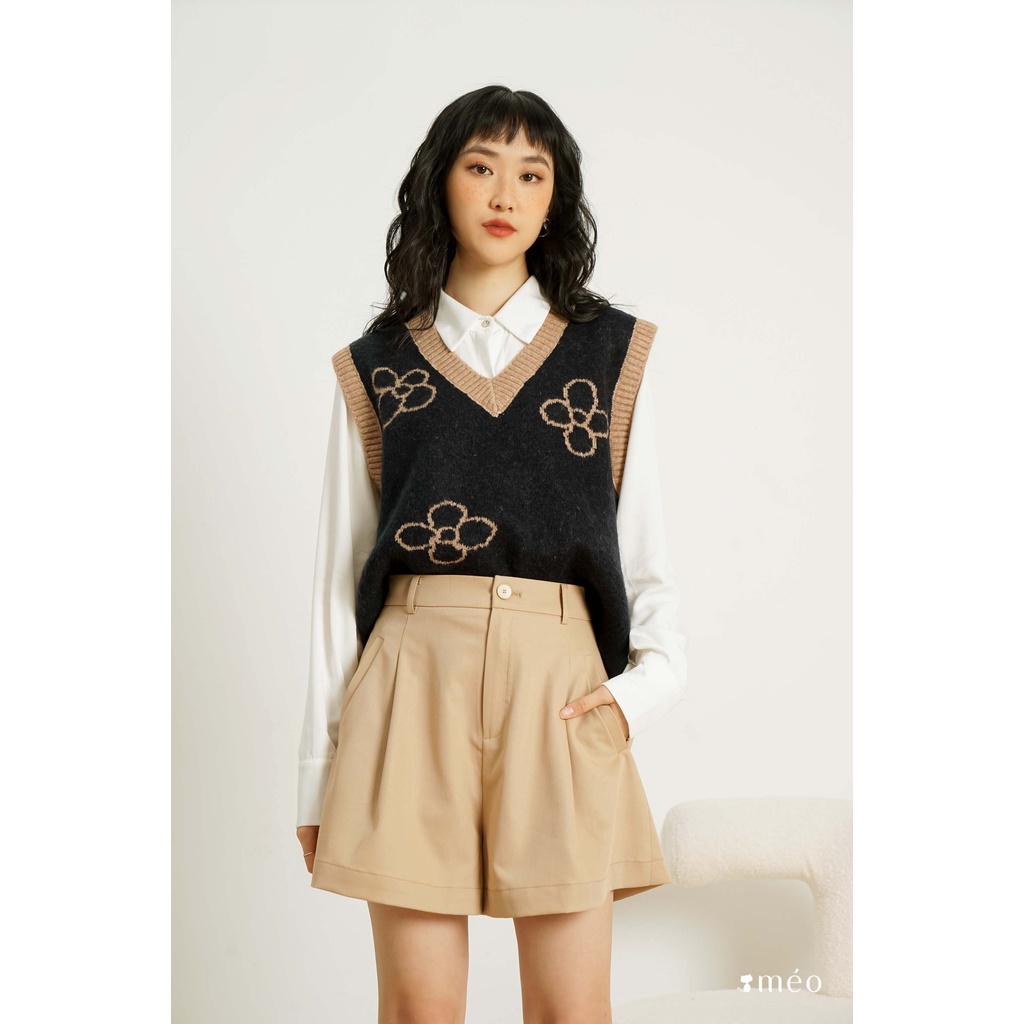 Quần short nữ Méo shop ống suông lưng cao có túi Veron