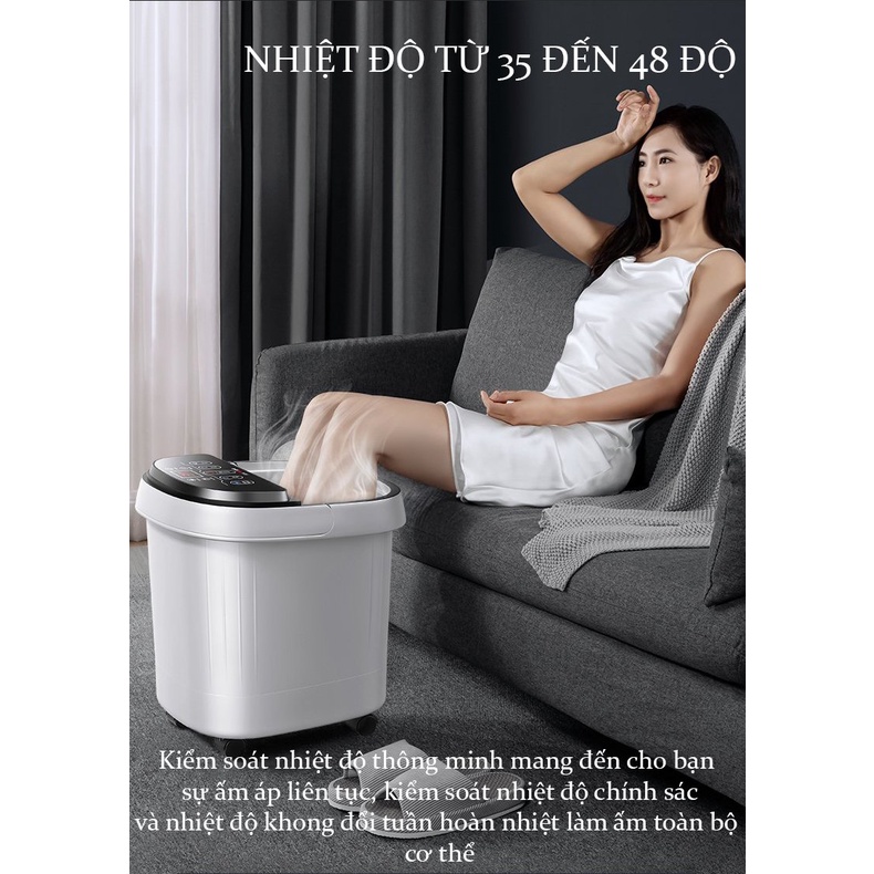 Bồn Ngâm Chân Massage, Máy Massage Ngâm Chân Thải Độc Xoa Bóp Bấm Huyệt Bằng 30 Con Lăn, Tự Động Làm Nóng