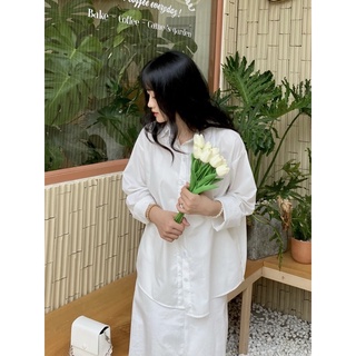 Áo sơmi trắng basic form rộng - Basic white shirt