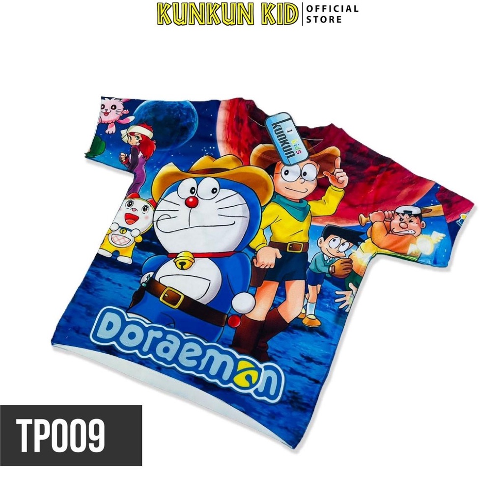 Quần áo bé trai In 3D hình Doraemon size đại 10-40kg Kunkun Kid TP009 - Đồ bộ trẻ em 3-12 tuổi