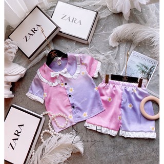 BỘ PIZAMA LỤA HOẠ TIẾT CHO BÉ