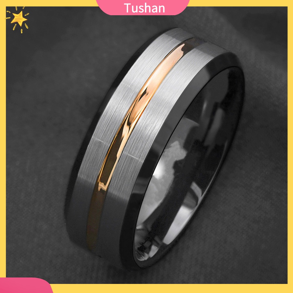 Nhẫn thép Titan có sọc thời trang cho nam