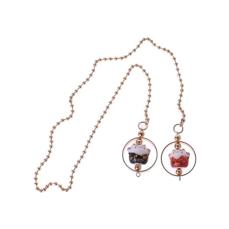 Phụ Kiện Treo Trang Trí Gương Chiếu Hậu Xe Hơi Hình Mèo May Mắn Bằng Gốm Sứ