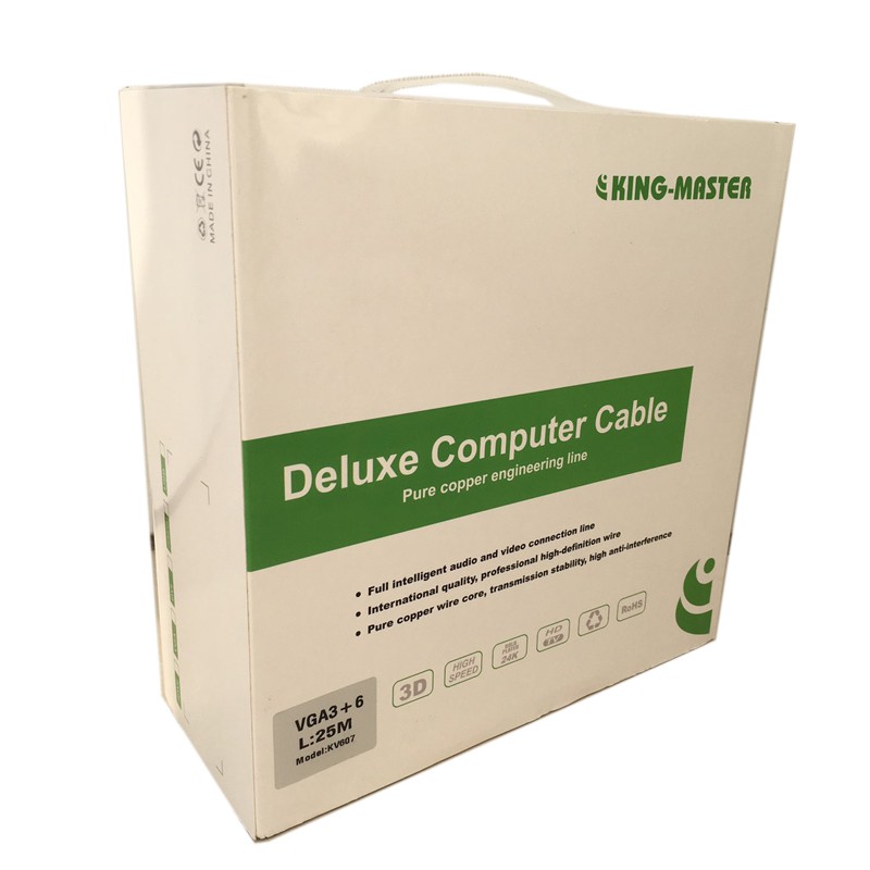 Cáp VGA 25m KingMaster KV607 (3+6) FullHD sắc nét - Hàng chính hãng