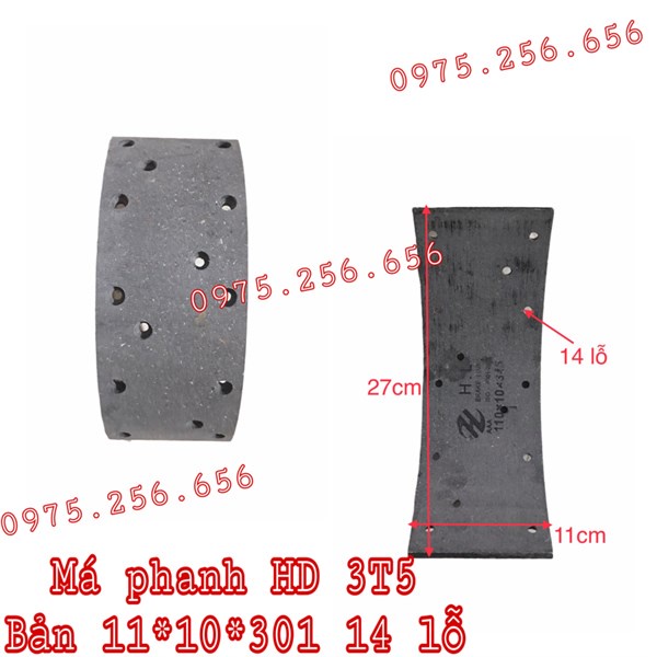1 cái Má Phanh HD 3T5 Bản 11*10*301 14 lỗ phụ tùng ô tô