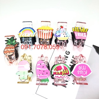 Kẹp tóc trong suốt 3 răng icon dễ thương