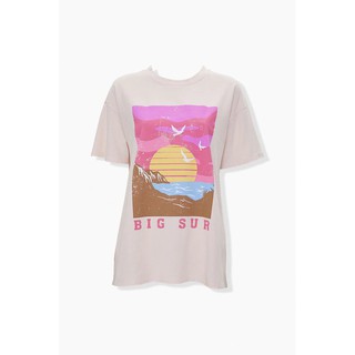 Áo cánh dơi kem from rộng in Phong cảnh Big Sur forever21 vnxk
