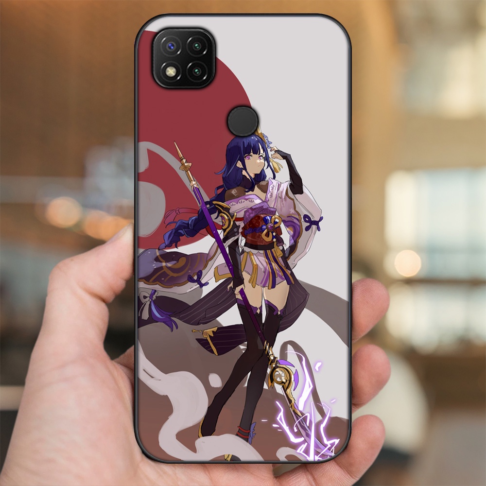 Ốp lưng Xiaomi Redmi 9C viền đen in hình Raiden Shogun Genshin Impact