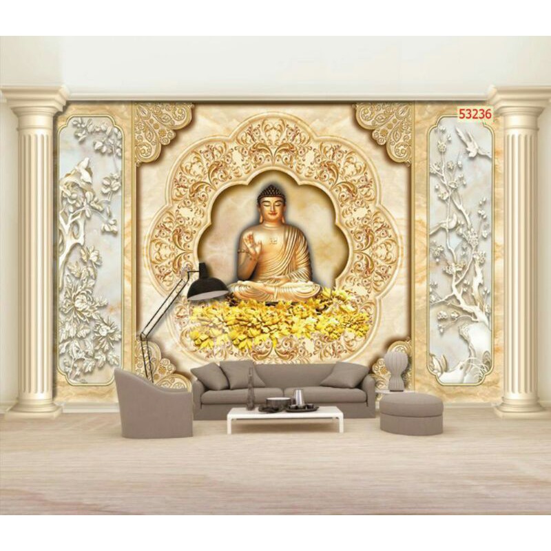 Tranh lụa Phật Thích Ca in vải lụa KT ngang 1.25m*0.8m
