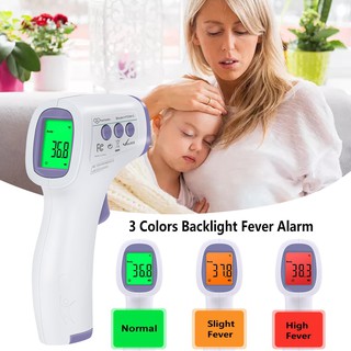 CHO XEM HÀNG Nhiệt kế kỹ thuật số trán hồng ngoại Súng đo nhiệt độ không tiếp xúc với 3 màu Đèn nền chỉ báo 1S Đo nhanh