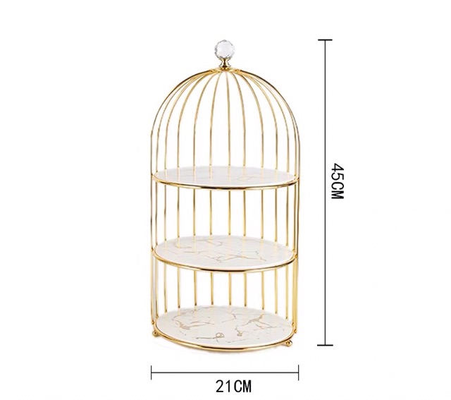 Giá sứ để bánh mứt kẹo hình lồng chim