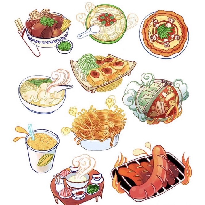 Bộ 100 Sticker Vietnam Food New Version dán vali điện thoại laptop