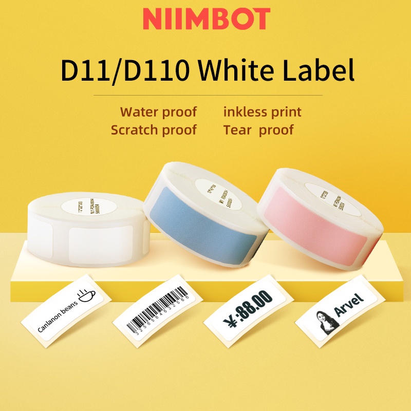 Set 2 cuộn miếng dán nhãn in nhiệt NIIMBOT D11/ D110 bằng giấy chống thấm nước chống trầy xước tiện lợi