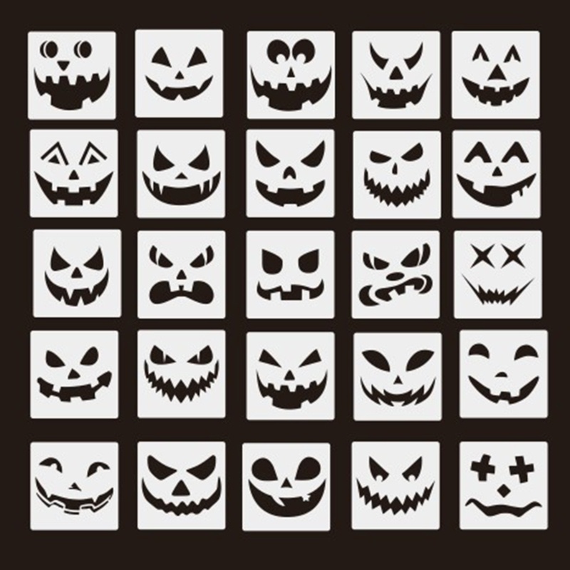 Bộ 25 Khuôn Vẽ Hình Bí Ngô Halloween Thú Vị