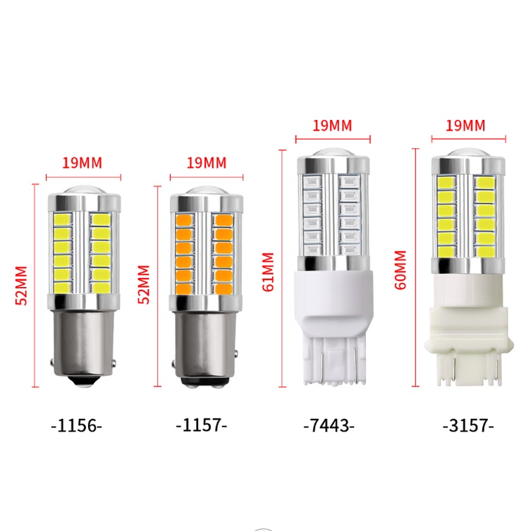 Set 2 Đèn Phanh Xe T20 7440 7443 5630 33SMD 5730 33 LED T20 LED P21 / 5W BAY15D LED 12V Dành Cho Ô Tô